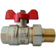 Кран шаровой латунный РИДАН BVR-FR DN20 PN40 п/п, с накидной гайкой и ниппелем