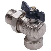 Кран шаровой AQUALINK со сгоном угловой FM 1/2 LU B гайка-штуцер бабочка (100/10)