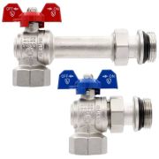 Комплект кранов VIEIR угл. с разъемным соединением для коллекторной группы 1quot; VER63 (упак_2)