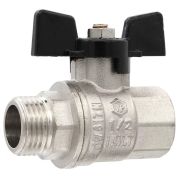 Кран VIEIR шаровый 3/4quot; ВВ, бабочка, никель, черный (96/12) VP220-02