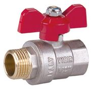 Кран VIEIR шаровый 1quot; ВН, красная ручка, никель (60/6) VR202-03