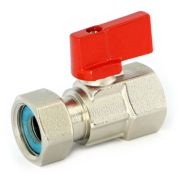 Кран Uni-Fitt шаровой мини ВВ 1/2quot; с накидной гайкой флажок красный металл