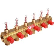 Коллектор Giacomini с отсечными клапанами и расходомерами 1quot; x 3/4quot;E /6, R553MY046