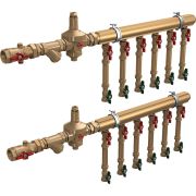 Узел коллекторный Giacomini водоснабжения этажный 1quot; x 3/4quot; / 6 зон, GE550Y366