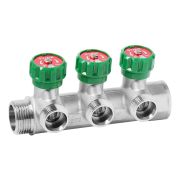 Коллектор VIEIR латунный с регулирующими вентилями 1quot;x3/4quot;- 3 вых. VR526-3