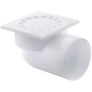 Трап Политэк Пайп 110 горизонтальный с пластиковой решеткой 150х150мм