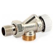 Вентиль Uni-Fitt термостат. угловой-осевой НН 1/2quot;х3/4quot;EK, никел. с разъёмным соединением
