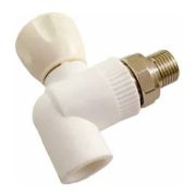 Кран MeerPlast PPRC накид. гайка 20х1/2 угловой белый (1/5/45)