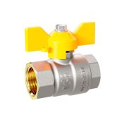 Кран шаровой латунный для газа LD Pride 47.32.В-В.Б GAS Ду 32 Ру25 (бабочка с бир.)