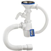 Сифон ОРИО для мойки 3 1/2 * 40 с отвод. для стир.м.,с переливом,с гиб.трубой 40*40/50 А-4011 (1/22)