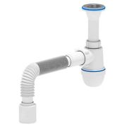 Сифон АНИ пласт д/умыв-ка/мойки бутылочный 1 1/4quot;x40 с гофрой 40х50 вып литой D-65мм C2010