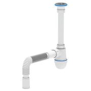 Сифон АНИ пласт д/умыв-ка бутылочный 1 1/4quot;x40 с гофрой 40х40 вып с нерж решёткой D-65мм C1005