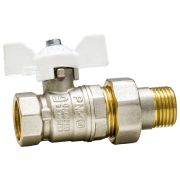 Кран шаровой латунный LD Pride 47.25.В-ГШ.Б (White) Ду 25 Ру 40 вн-американка, (бабочка)