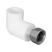 Угольник TEBO бел. PP-R 90 град. с накидной гайкой 20х3/4quot; (30/120), арт. 030031002