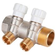 Коллектор латунный с регулирующими вентилями MVI 1quot;x1/2quot; 2 вых.