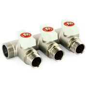 Коллектор Uni-Fitt НВ 3/4quot;х4 вых 1/2quot; 40 мм с кранами, никелированный