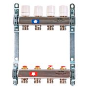 Группа коллекторная Uni-Fitt 1quot;х6 вых 3/4quot; с балансир. и термостат. вентилями без конц, нерж. cталь