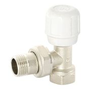 Вентиль Uni-Fitt ручной угловой НВ 1/2quot; с разъёмным соединением, никелированный