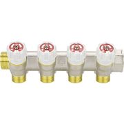Коллектор распределительный VARMEGA с запорными клапанами 3/4х1/2, 4 выхода