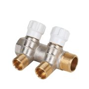 Коллектор латунный MVI 3/4quot;x1/2quot; 2 вых с регулирующими вентилями